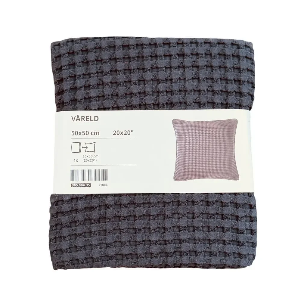 IKEA VARELD Gray Cotton Waffle Knit Pillow Cover 20